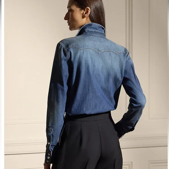 Ralph Lauren Indigo Denim Button-Down Shirt - Picture 2 of 5